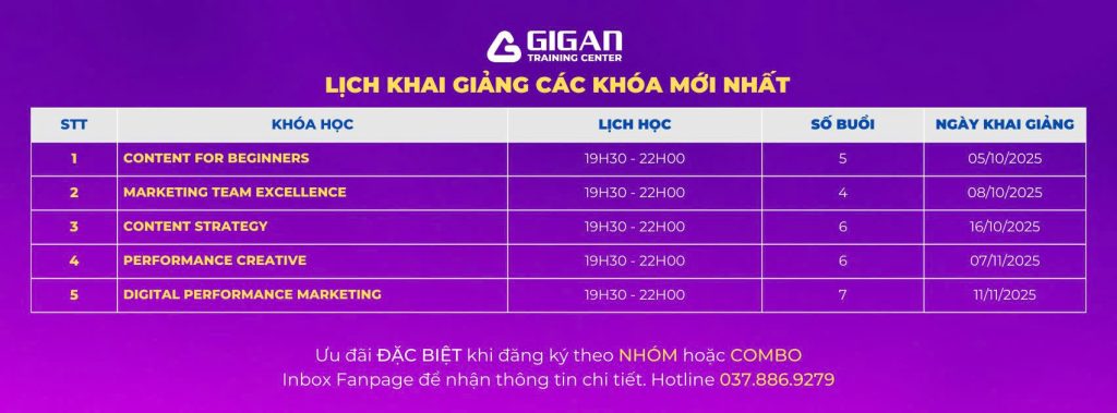 Lịch khai giảng GTC tháng 10/2025